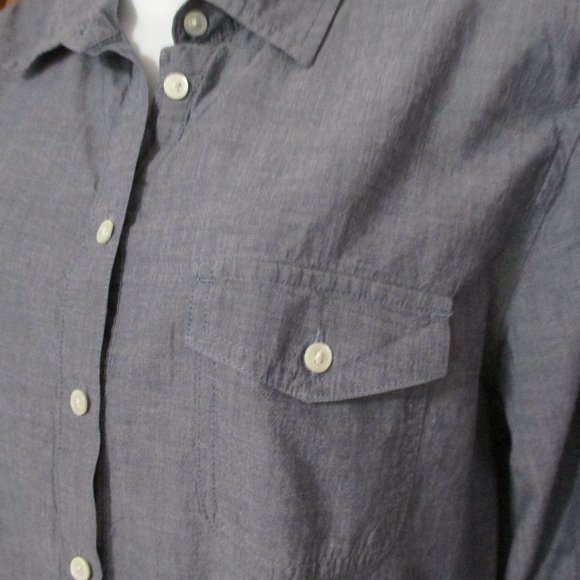 J. Crew top half button down chambray soft cotton top like new size L - Picture 6 of 8